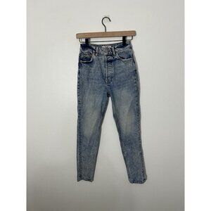 We the Free People Zuri Mom Ankle Jean Size 25 High Rise Button Fly  Acid Wash